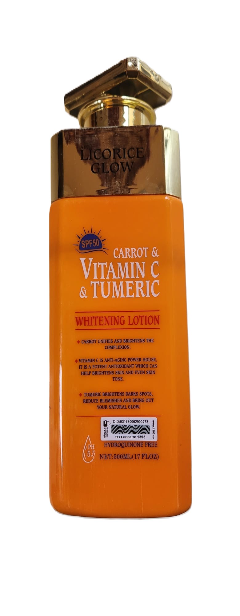 Licorice Glow Carrot, Vitamin C & Turmeric Whitening Lotion 500ML, SPF50