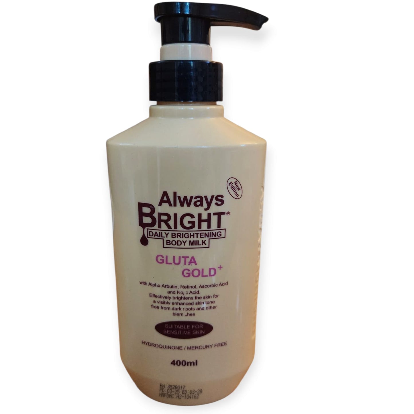 Always Bright Daily Brightening Body Milk Gluta Gold+ 400ML