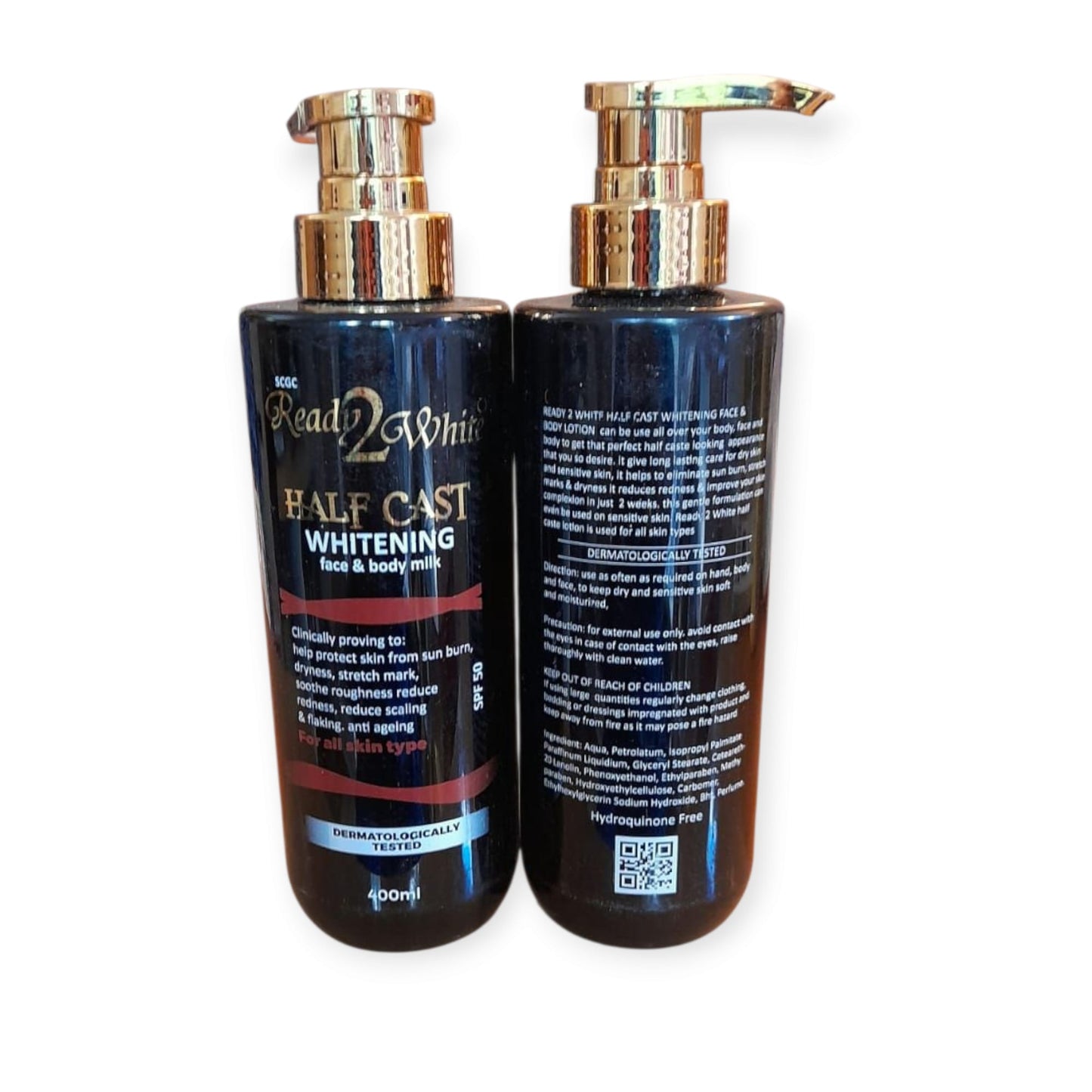 Ready2White Half Cast Whitening Face & Body Lotion, SPF50, 400ML