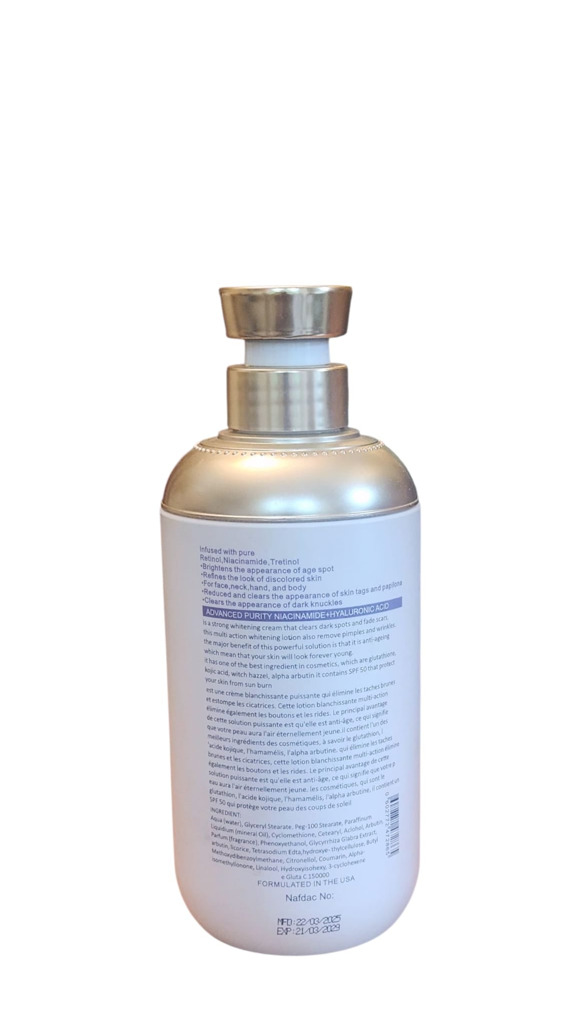 Advance Purity Niacinamide & Hyaluronic Acid Lotion SPF75++ – 500ml