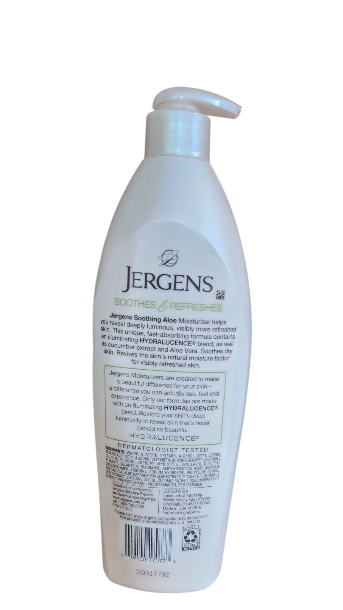 Jergens Soothing Aloe Refreshing Body Lotion Aloe Vera & Cucumber Extract 621ML