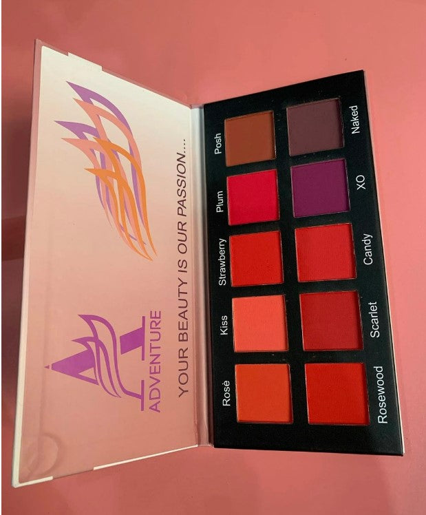 Adventure Makeup Pretty Rosy Blush Pallet 10 Shades