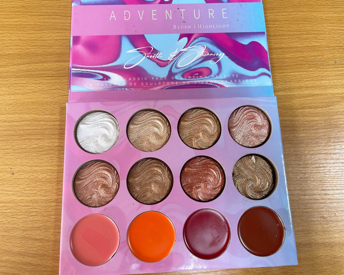 Adventure Makeup Shimmer & Highlight Pallet 12 Shades