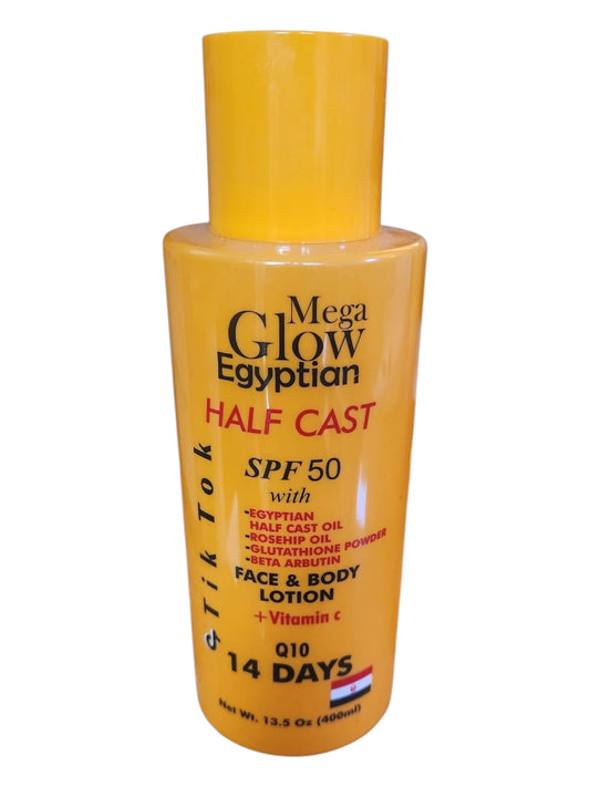 Mega Glow Egyptian Half Cast Face & Body Lotion SPF50 400ML