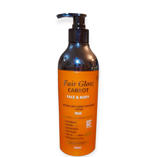 Fair Glow Carrot Face & Body Intense Carrot Whitening Lotion, SPF50+, 500ML