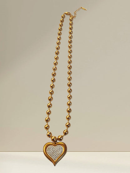 Puffy Heart & 6mm Ball Chain 16 Inches Necklace