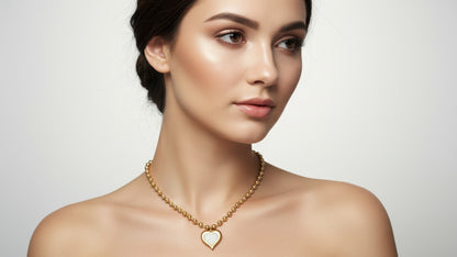 Puffy Heart & 6mm Ball Chain 16 Inches Necklace