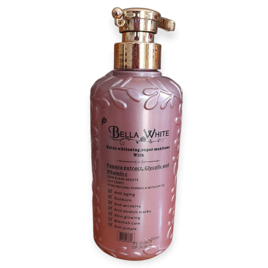 BELLA WHITE EXTRA WHITENING  WITH PAPAYA EXTRACT,GLYCOLIC & VITAMIN C BODY LOTION 500ML