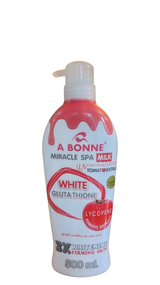 A Bonne Miracle Spa Milk 3X Whitening Lotion  White Glutathione & Tomato Extract, 500ml